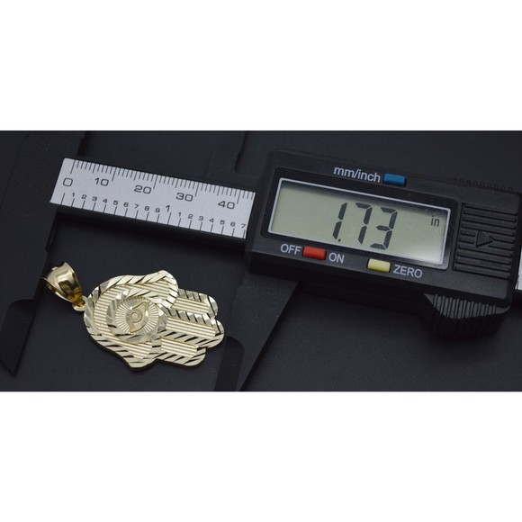 Real Solid 10K Yellow Gold Shiny Hamsa Evil Eye Charm Pendant 3.8gr - Picture 5 of 7